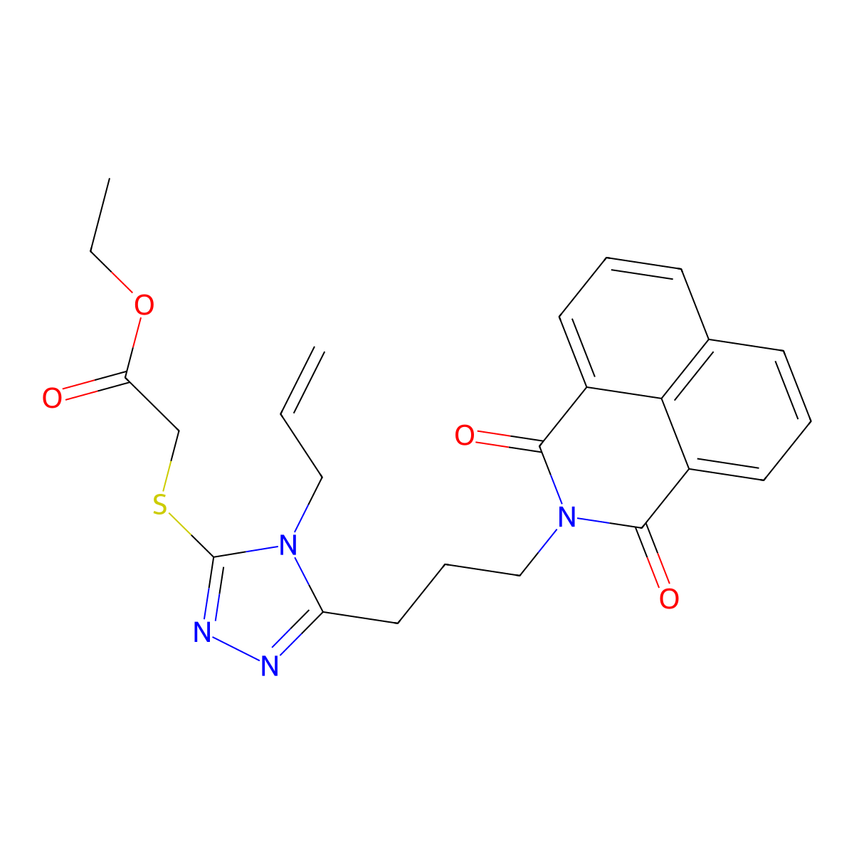 Ethyl 2-[[5-[3-(1,3-dioxobenzo[de]isoquinolin-2-yl)propyl]-4-prop-2-enyl-1,2,4-triazol-3-yl]sulfanyl]acetate molecular structure, CAS 325476-39-9