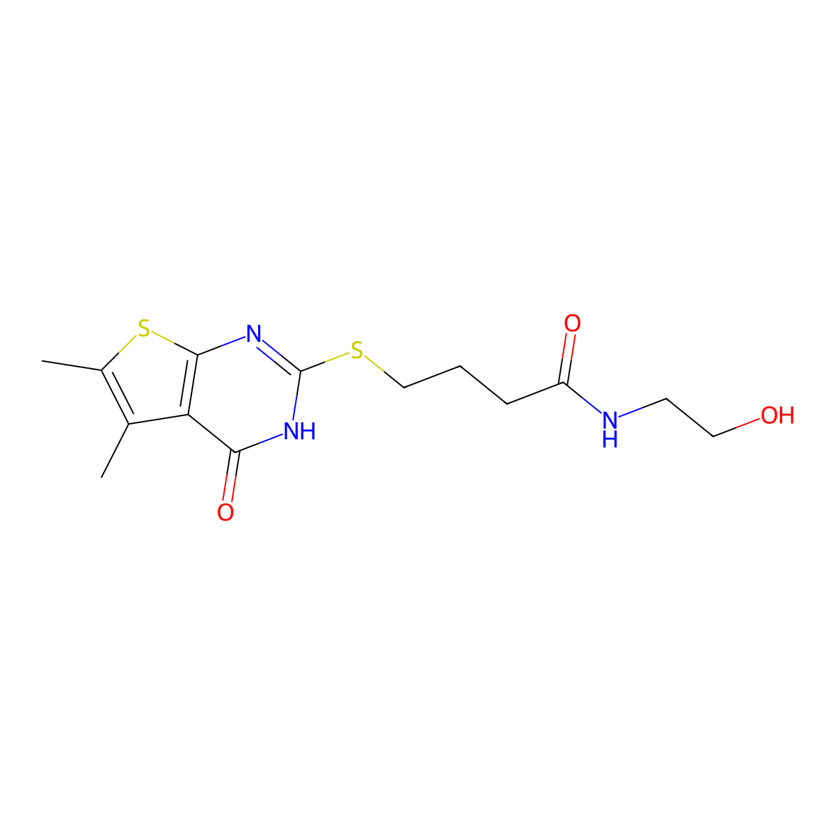 4-[(4-hydroxy-5,6-dimethylthieno[2,3-d]pyrimidin-2-yl)sulfanyl]-N-(2-hydroxyethyl)butanamide molecular structure, CAS 325476-42-4