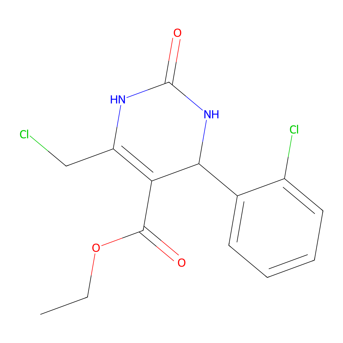 Ethyl 6-(chloromethyl)-4-(2-chlorophenyl)-2-oxo-1,2,3,4-tetrahydropyrimidine-5-carboxylate molecular structure, CAS 325479-50-3