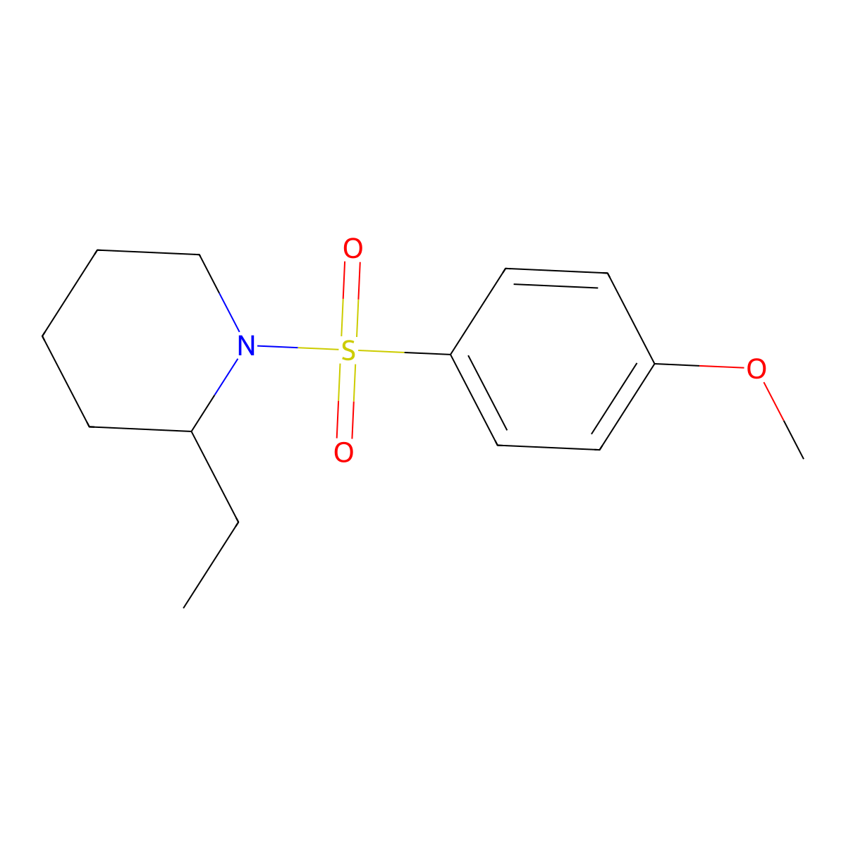 2-Ethyl-1-(4-methoxyphenyl)sulfonylpiperidine molecular structure, CAS 325482-46-0