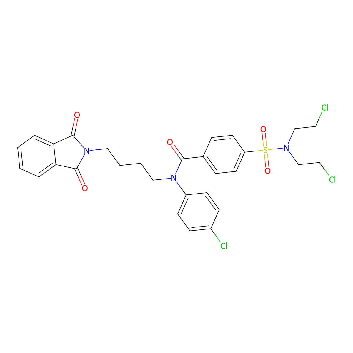 4-(N,N-bis(2-chloroethyl)sulfamoyl)-N-(4-chlorophenyl)-N-(4-(1,3-dioxoisoindolin-2-yl)butyl)benzamide molecular structure, CAS 325482-68-6