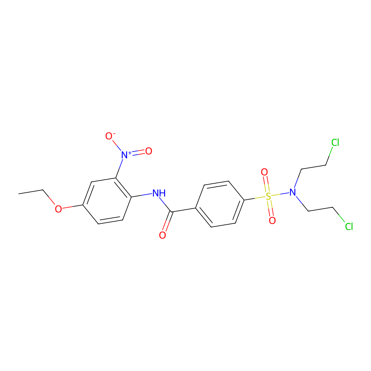 4-[bis(2-chloroethyl)sulfamoyl]-N-(4-ethoxy-2-nitrophenyl)benzamide molecular structure, CAS 325482-72-2