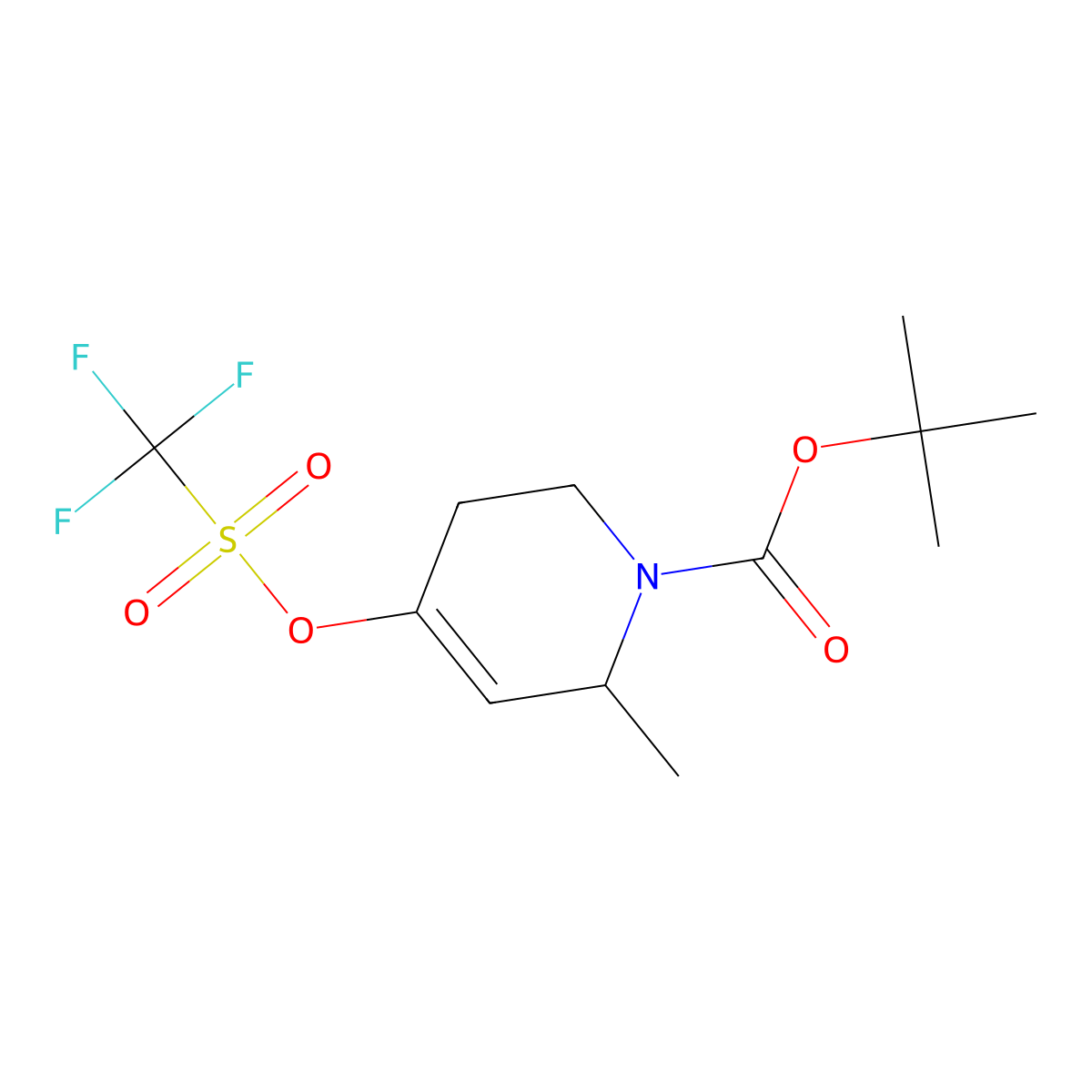 tert-butyl 2-methyl-4-(trifluoromethylsulfonyloxy)-5,6-dihydropyridine-1(2H)-carboxylate molecular structure, CAS 325488-26-4
