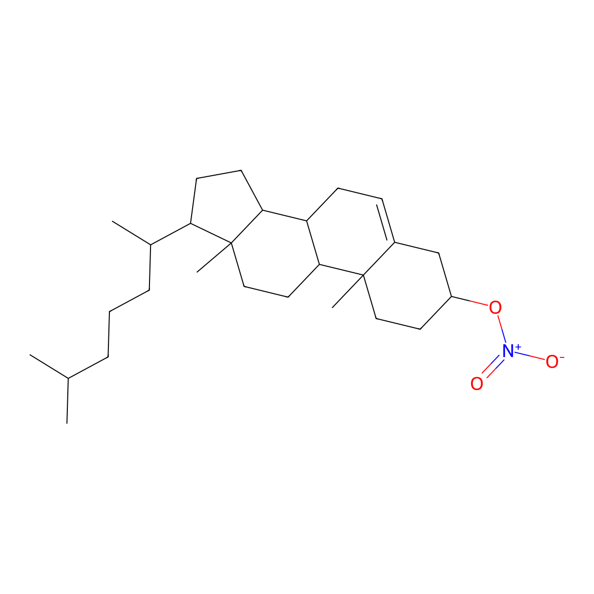 Cholest-5-en-3-ol (3beta)-, 3-nitrate molecular structure, CAS 3255-05-8