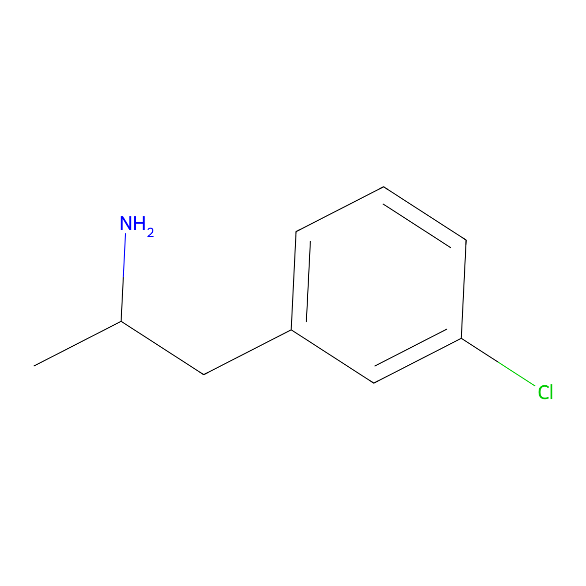 m-Chloroamphetamine molecular structure, CAS 32560-59-1
