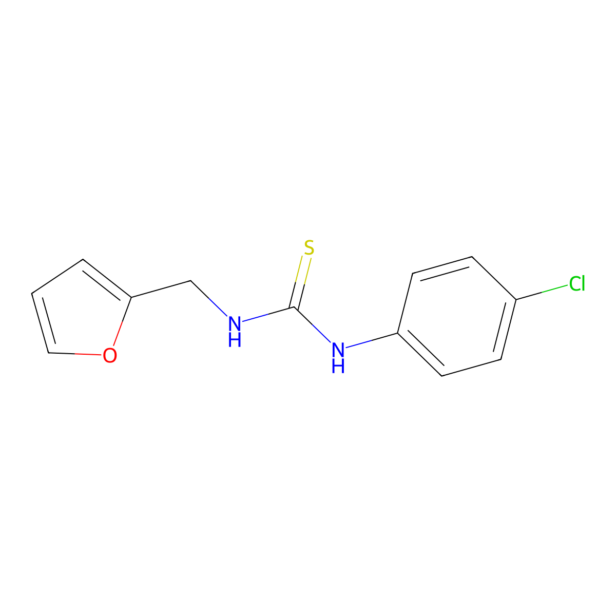 N-(4-chlorophenyl)-N'-(2-furylmethyl)thiourea molecular structure, CAS 32564-38-8
