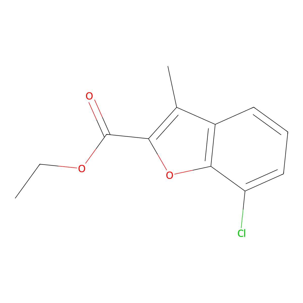 Ethyl 7-chloro-3-methyl-1-benzofuran-2-carboxylate molecular structure, CAS 32565-17-6