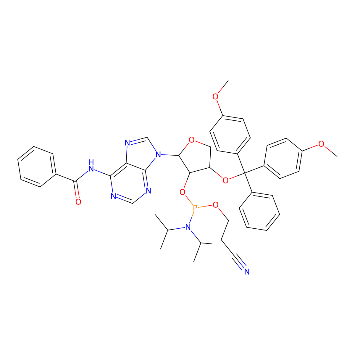DMTr-TNA A(Bz)-amidite molecular structure, CAS 325683-93-0