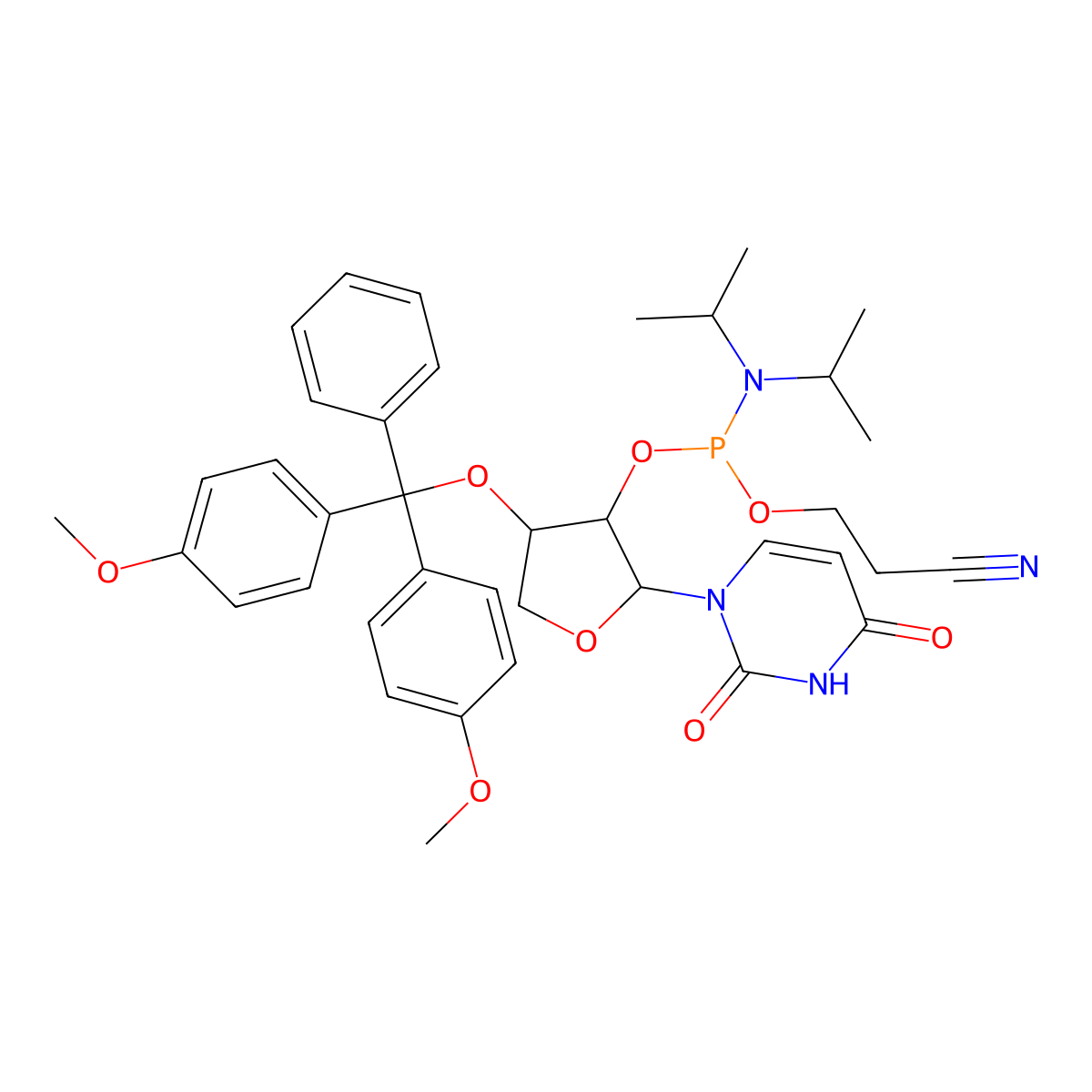 DMTr-TNA-U amidite molecular structure, CAS 325683-95-2