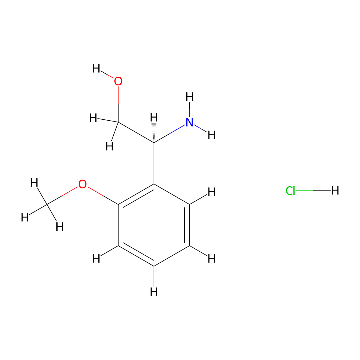 (S)-2-Amino-2-(2-methoxyphenyl)ethanol hydrochloride molecular structure, CAS 325686-44-0