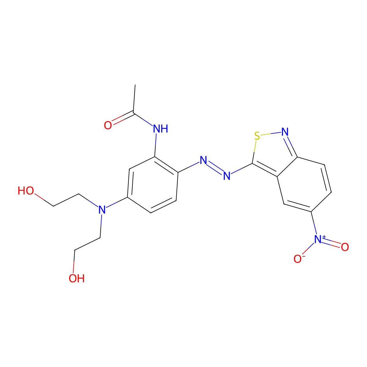 N-(5-(bis(2-hydroxyethyl)amino)-2-((5-nitro-2,1-benzisothiazol-3-yl)azo)phenyl)acetamide molecular structure, CAS 32569-24-7