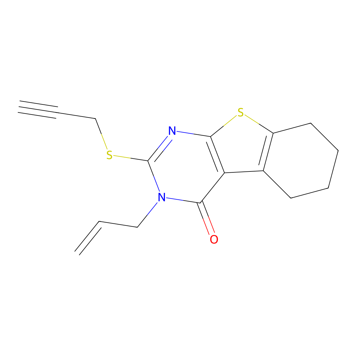 3-(prop-2-en-1-yl)-2-(prop-2-yn-1-ylsulfanyl)-5,6,7,8-tetrahydro[1]benzothieno[2,3-d]pyrimidin-4(3H)-one molecular structure, CAS 325693-20-7