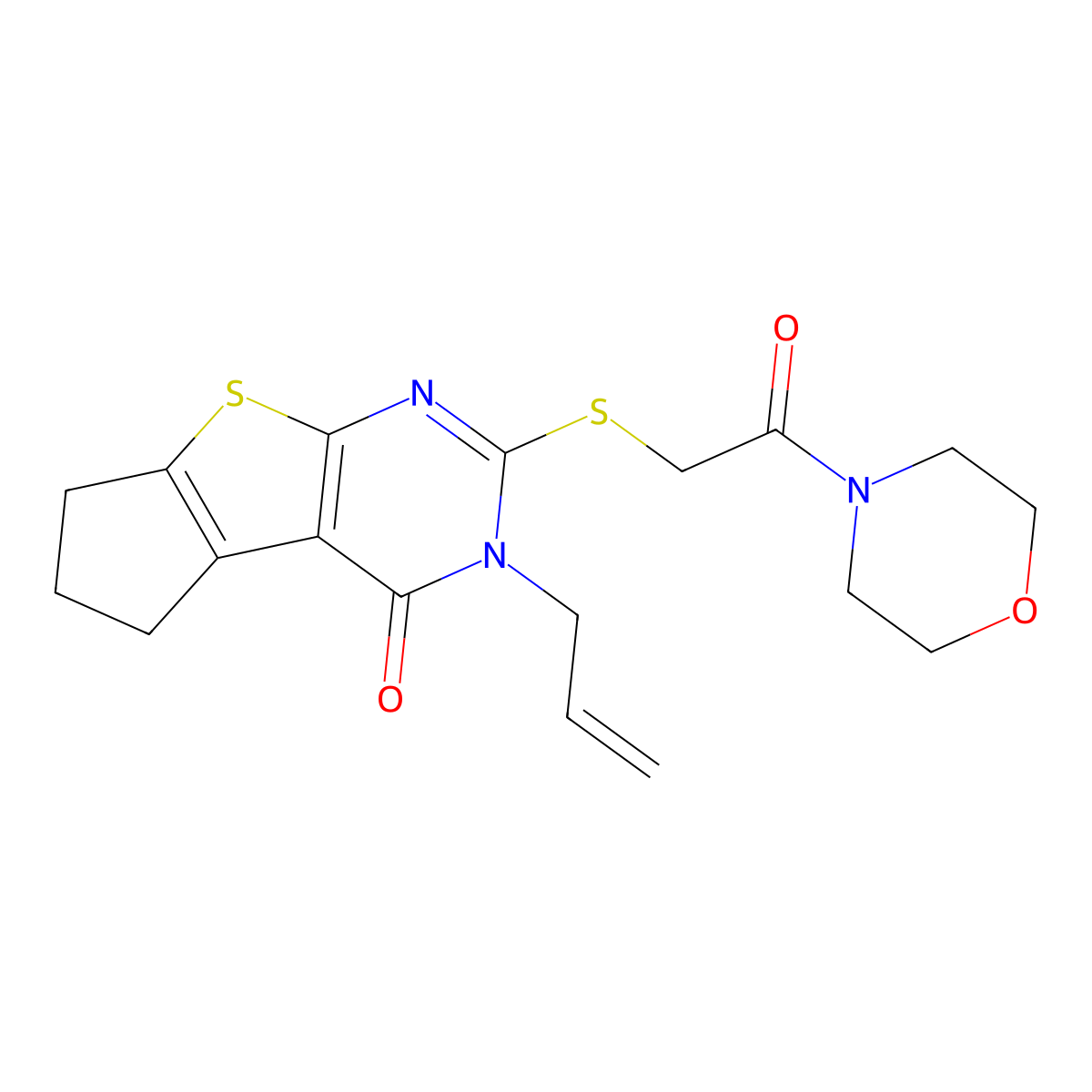 3-allyl-2-((2-morpholino-2-oxoethyl)thio)-6,7-dihydro-3H-cyclopenta[4,5]thieno[2,3-d]pyrimidin-4(5H)-one molecular structure, CAS 325693-29-6