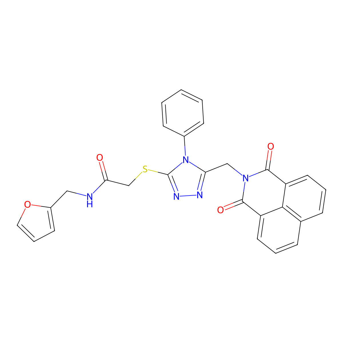 2-((5-((1,3-dioxo-1H-benzo[de]isoquinolin-2(3H)-yl)methyl)-4-phenyl-4H-1,2,4-triazol-3-yl)thio)-N-(furan-2-ylmethyl)acetamide molecular structure, CAS 325693-35-4