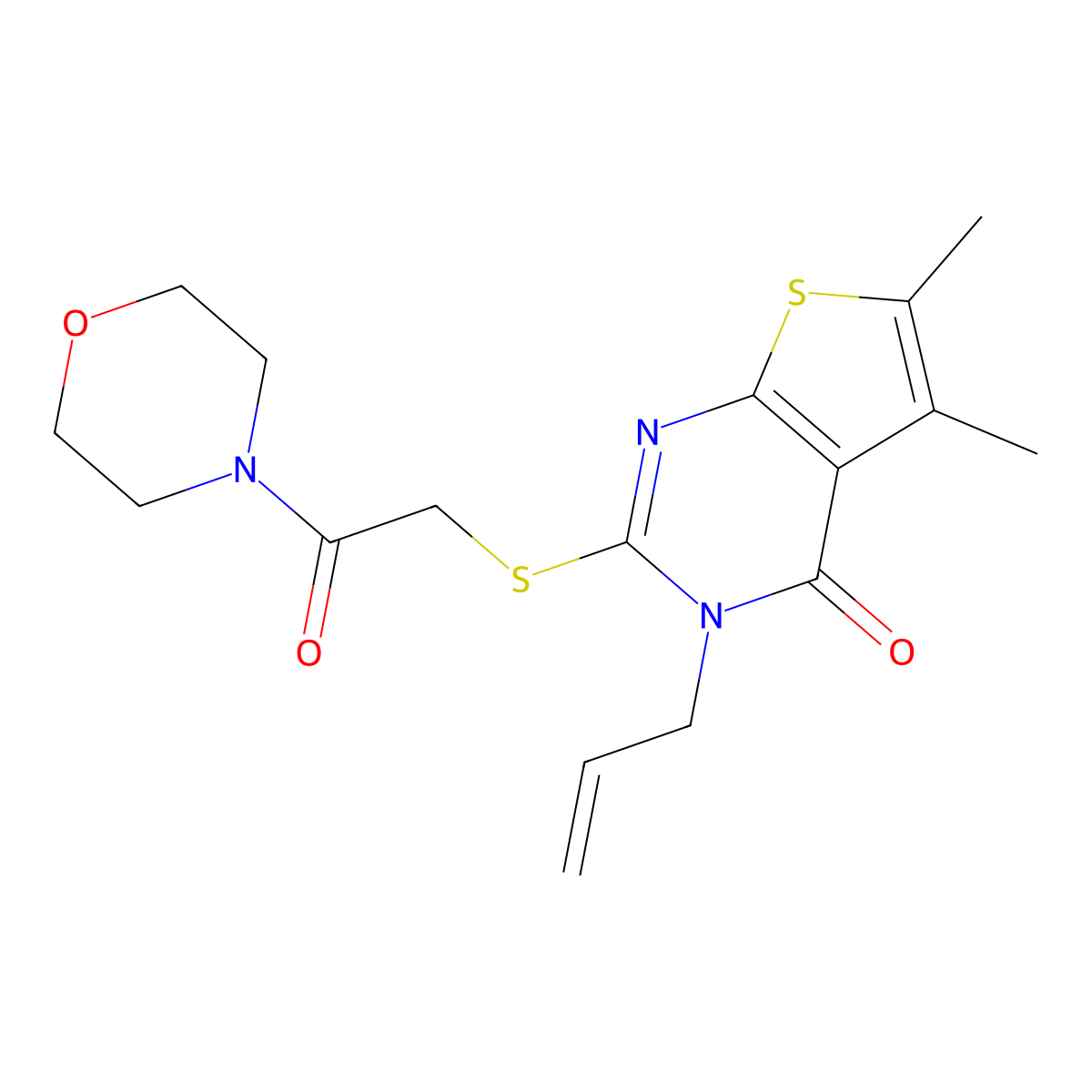 3-allyl-5,6-dimethyl-2-((2-morpholino-2-oxoethyl)thio)thieno[2,3-d]pyrimidin-4(3H)-one molecular structure, CAS 325693-44-5