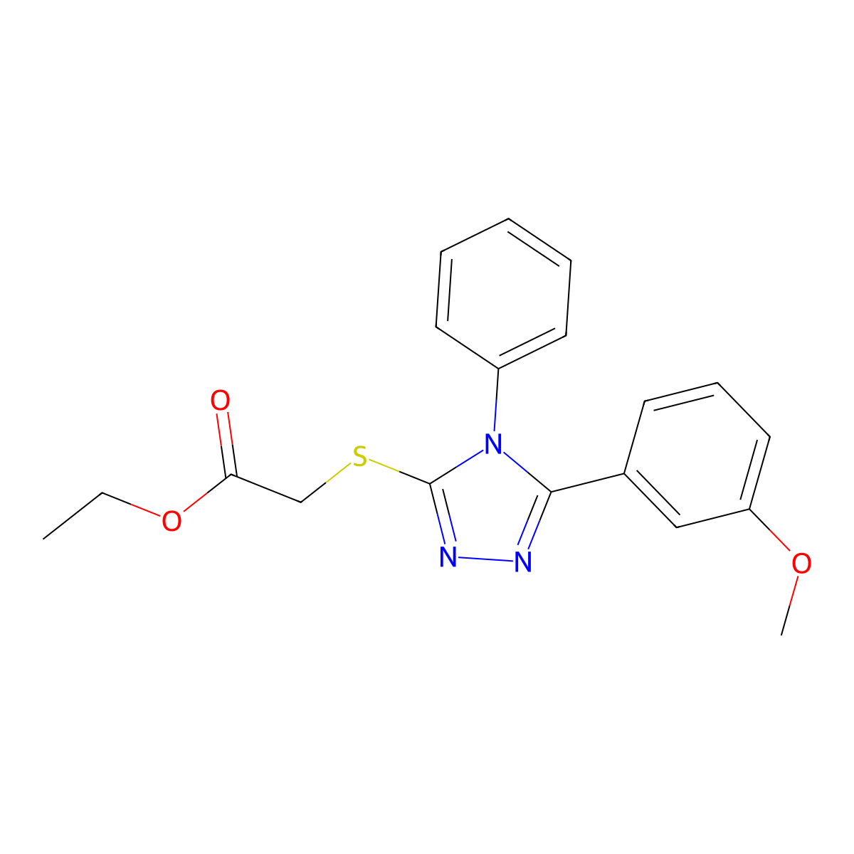 Ethyl 2-[5-(3-methoxyphenyl)-4-phenyl-1,2,4-triazol-3-ylthio]acetate molecular structure, CAS 325693-52-5