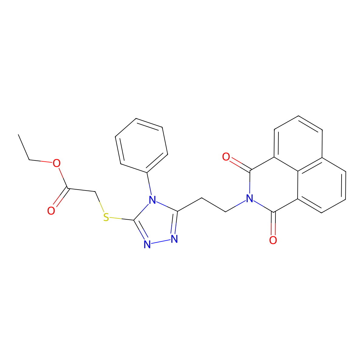 Ethyl 2-[[5-[2-(1,3-dioxobenzo[de]isoquinolin-2-yl)ethyl]-4-phenyl-1,2,4-triazol-3-yl]sulfanyl]acetate molecular structure, CAS 325693-53-6