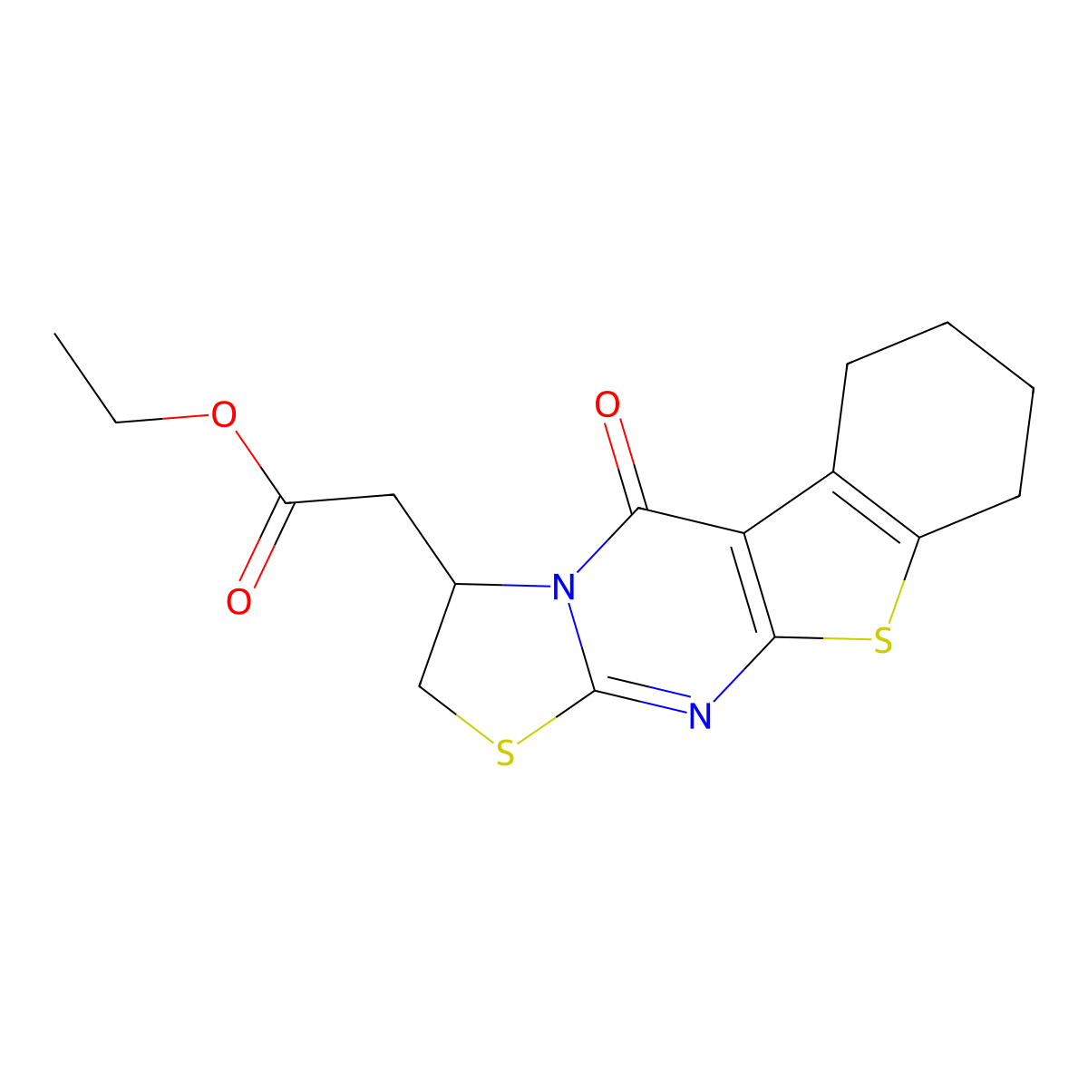 ethyl (5-oxo-2,3,6,7,8,9-hexahydro-5H-[1]benzothieno[2,3-d][1,3]thiazolo[3,2-a]pyrimidin-3-yl)acetate molecular structure, CAS 325693-54-7