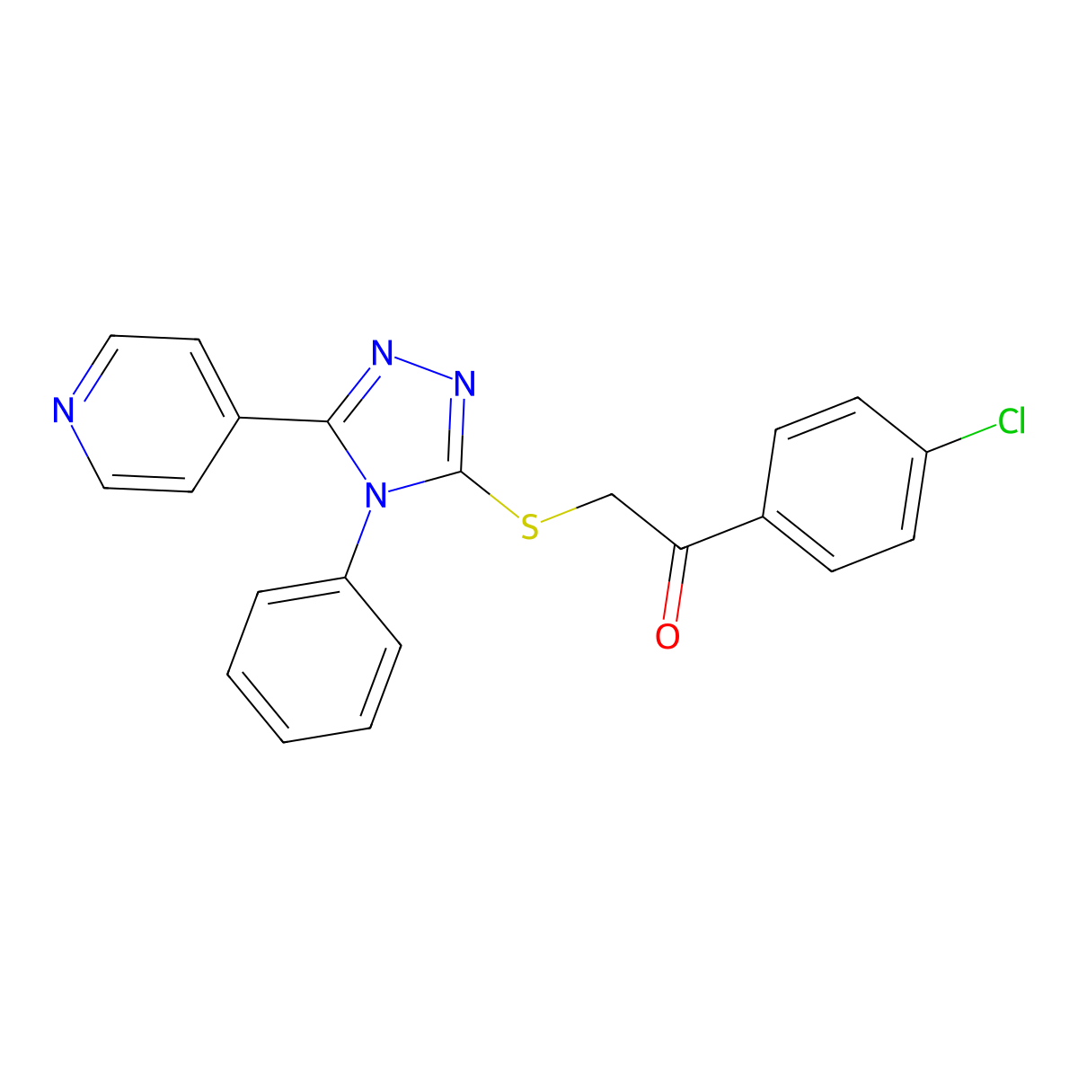 1-(4-chlorophenyl)-2-{[4-phenyl-5-(pyridin-4-yl)-4H-1,2,4-triazol-3-yl]sulfanyl}ethan-1-one molecular structure, CAS 325693-94-5