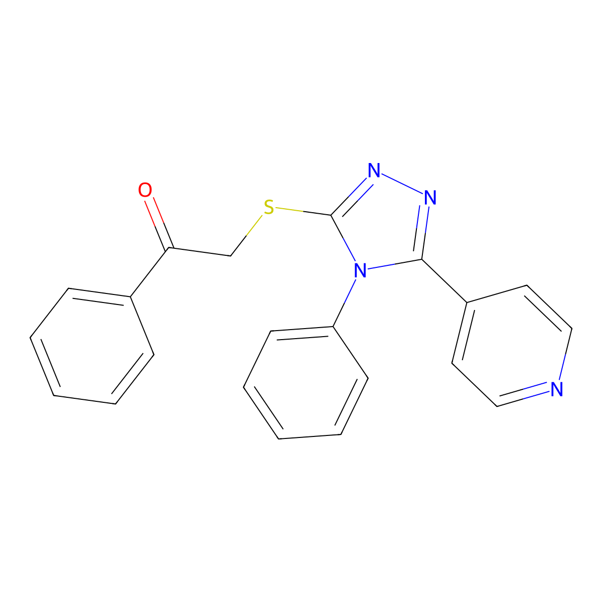 1-phenyl-2-((4-phenyl-5-(pyridin-4-yl)-4H-1,2,4-triazol-3-yl)thio)ethanone molecular structure, CAS 325694-03-9