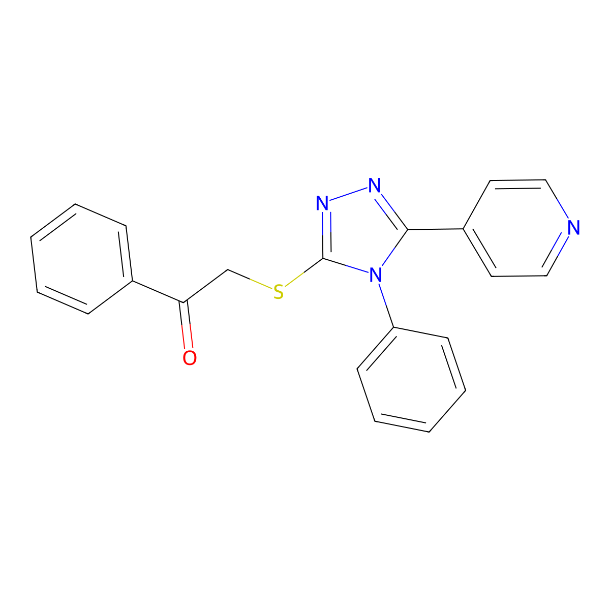 1-phenyl-2-((4-phenyl-5-(pyridin-4-yl)-4H-1,2,4-triazol-3-yl)thio)ethanone molecular structure, CAS 325694-03-9