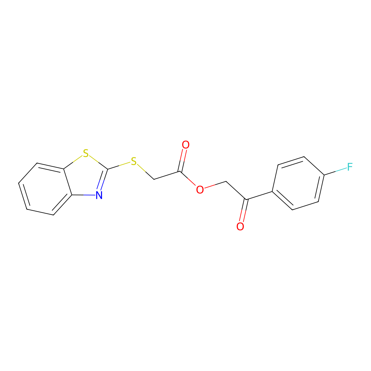 2-(4-Fluorophenyl)-2-oxoethyl (1,3-benzothiazol-2-ylsulfanyl)acetate molecular structure, CAS 325694-04-0