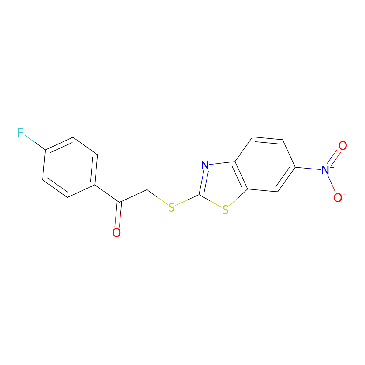1-(4-Fluorophenyl)-2-((6-nitrobenzo[d]thiazol-2-yl)thio)ethanone molecular structure, CAS 325694-07-3