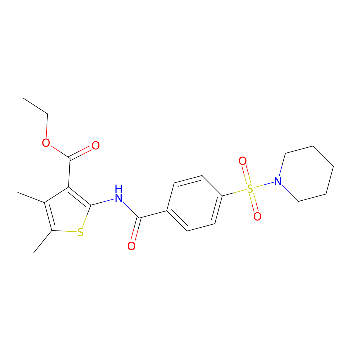 Ethyl 4,5-dimethyl-2-(4-(piperidin-1-ylsulfonyl)benzamido)thiophene-3-carboxylate molecular structure, CAS 325694-18-6