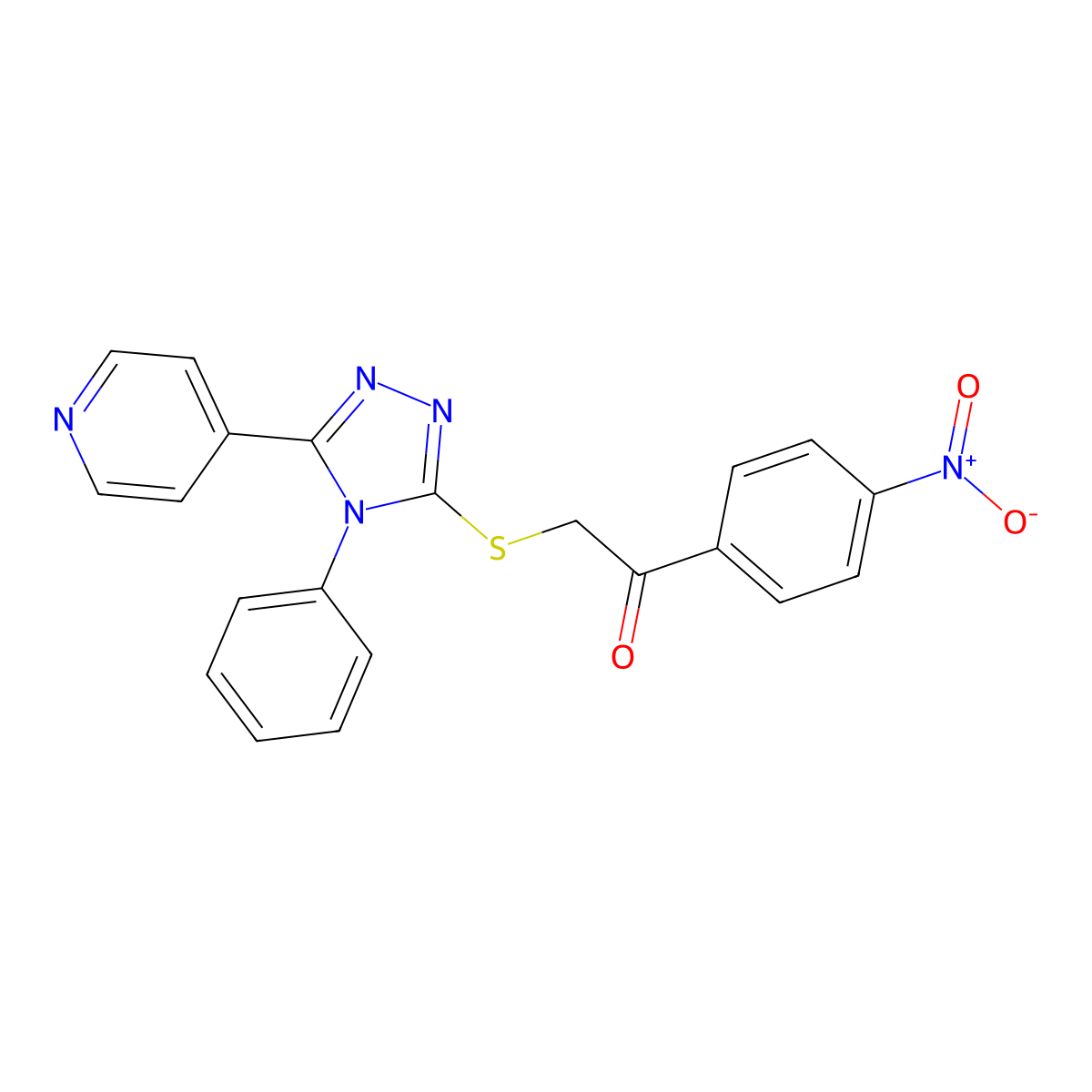 1-(4-Nitrophenyl)-2-[(4-phenyl-5-pyridin-4-yl-1,2,4-triazol-3-yl)sulfanyl]ethanone molecular structure, CAS 325694-23-3