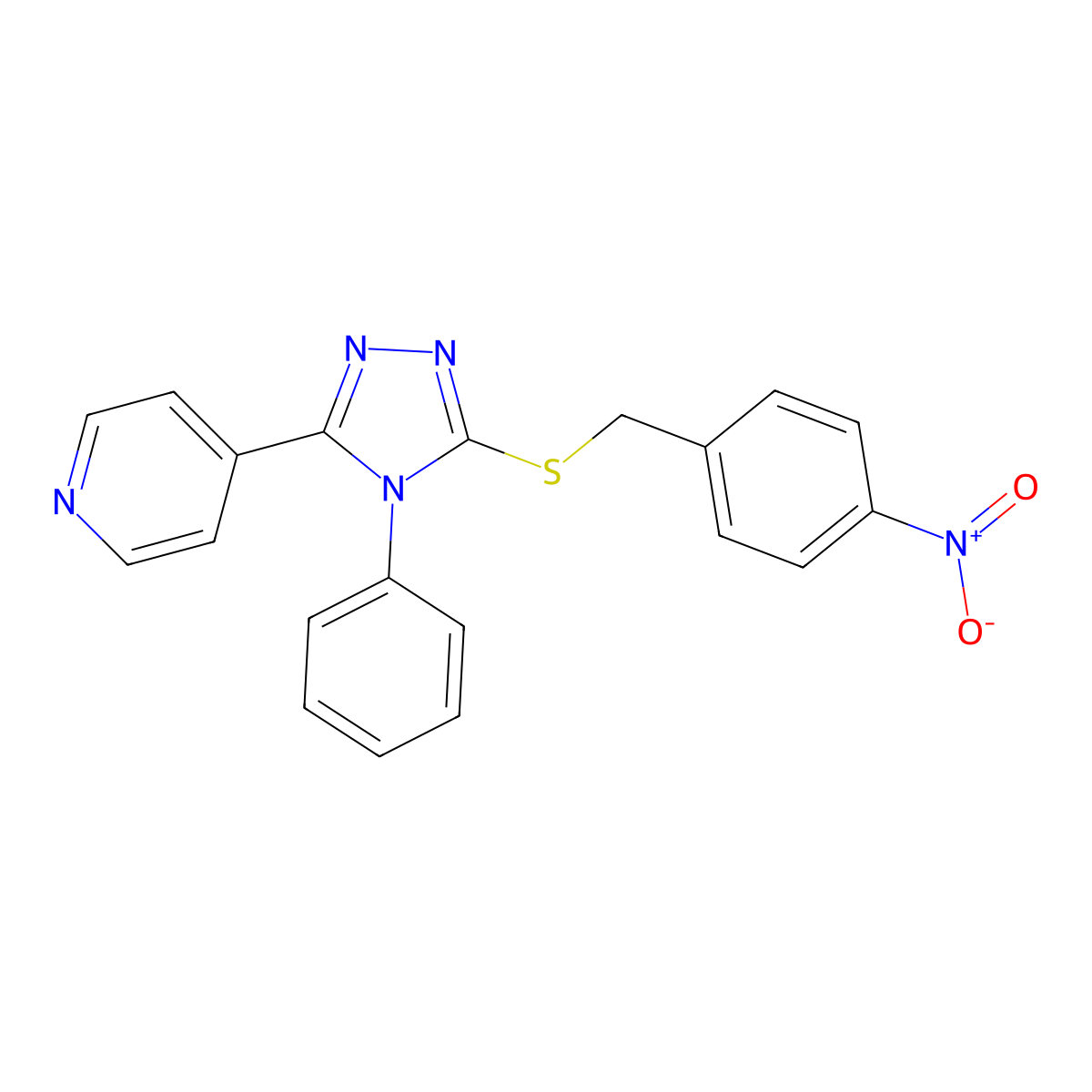 4-(5-{[(4-nitrophenyl)methyl]sulfanyl}-4-phenyl-4H-1,2,4-triazol-3-yl)pyridine molecular structure, CAS 325694-24-4