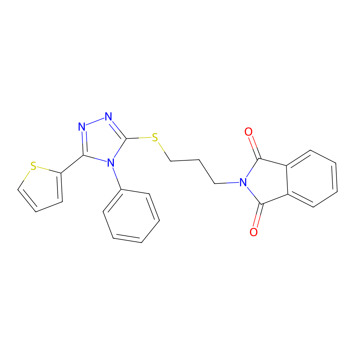 2-[3-[(4-Phenyl-5-thiophen-2-yl-1,2,4-triazol-3-yl)sulfanyl]propyl]isoindole-1,3-dione molecular structure, CAS 325694-27-7