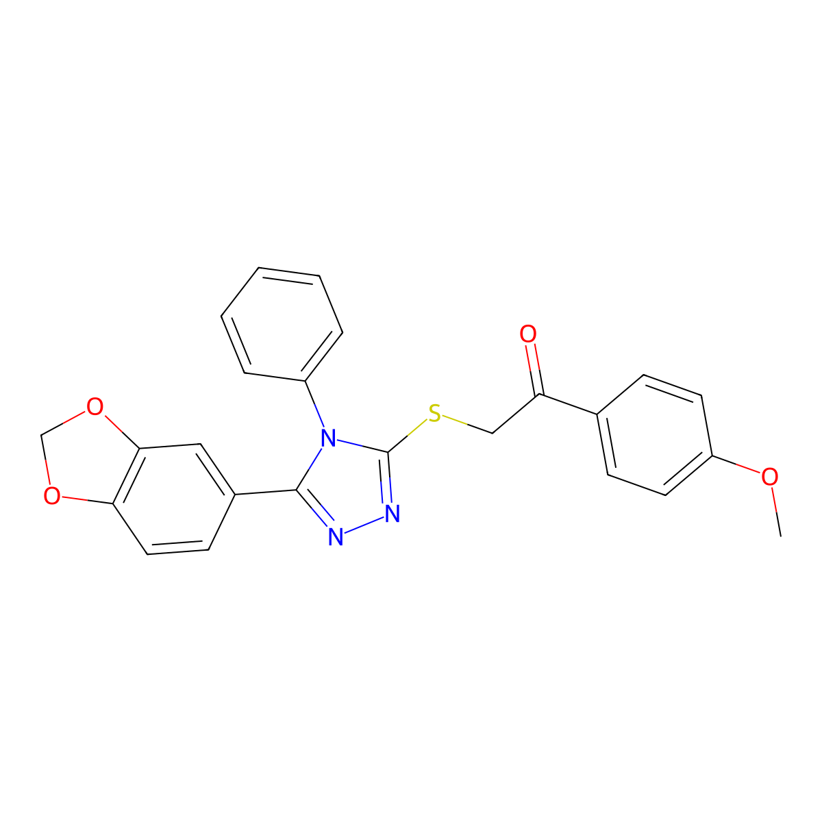 2-((5-(benzo[d][1,3]dioxol-5-yl)-4-phenyl-4H-1,2,4-triazol-3-yl)thio)-1-(4-methoxyphenyl)ethanone molecular structure, CAS 325694-33-5
