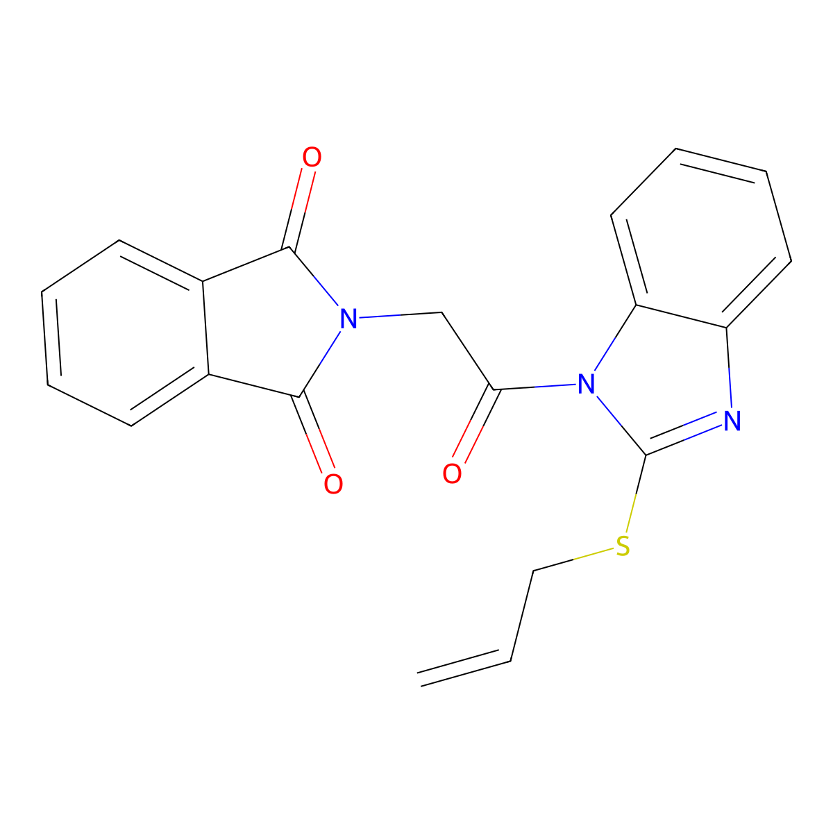 2-(2-(2-(allylthio)-1H-benzo[d]imidazol-1-yl)-2-oxoethyl)isoindoline-1,3-dione molecular structure, CAS 325694-36-8