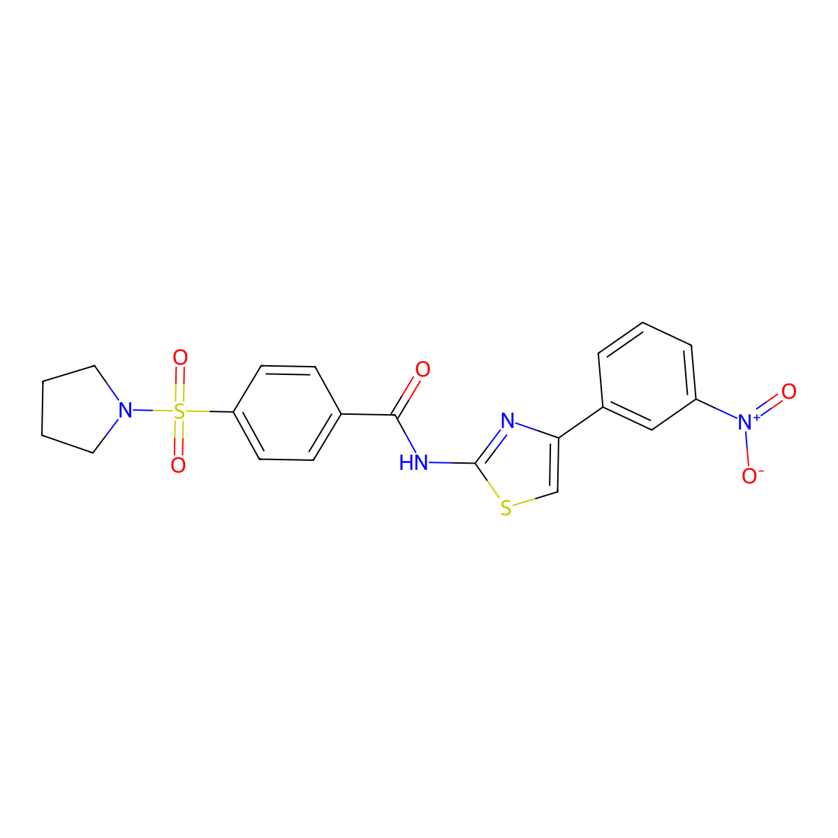 N-(4-(3-nitrophenyl)thiazol-2-yl)-4-(pyrrolidin-1-ylsulfonyl)benzamide molecular structure, CAS 325694-47-1