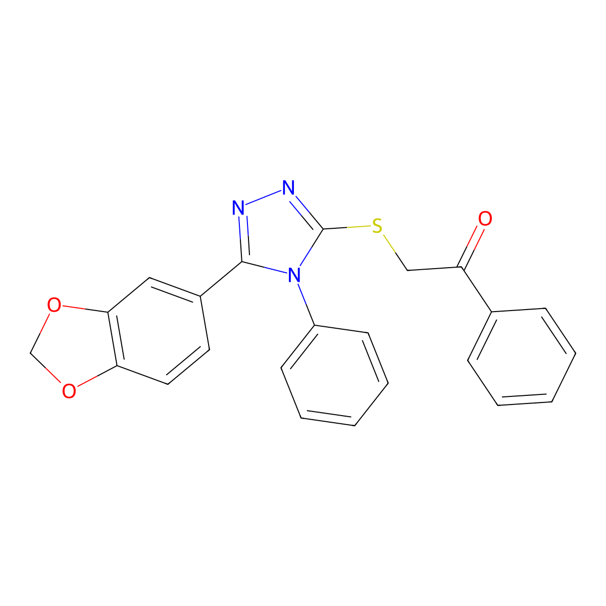 2-{[5-(1,3-benzodioxol-5-yl)-4-phenyl-4H-1,2,4-triazol-3-yl]thio}-1-phenylethanone molecular structure, CAS 325694-50-6