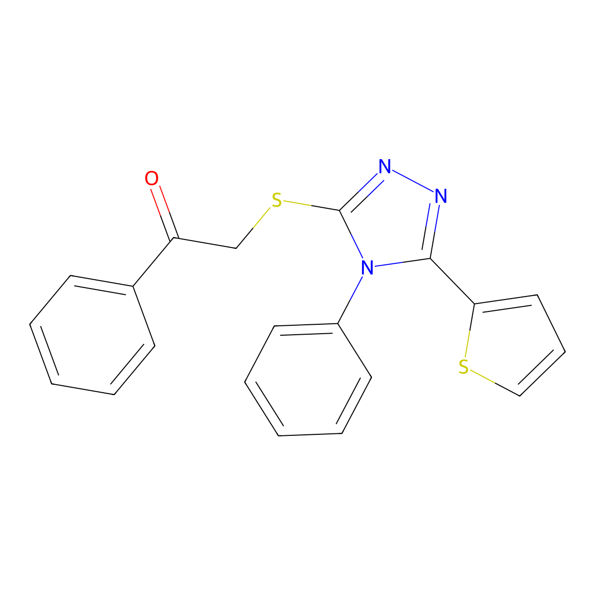 1-phenyl-2-{[4-phenyl-5-(2-thienyl)-4H-1,2,4-triazol-3-yl]sulfanyl}ethanone molecular structure, CAS 325694-51-7