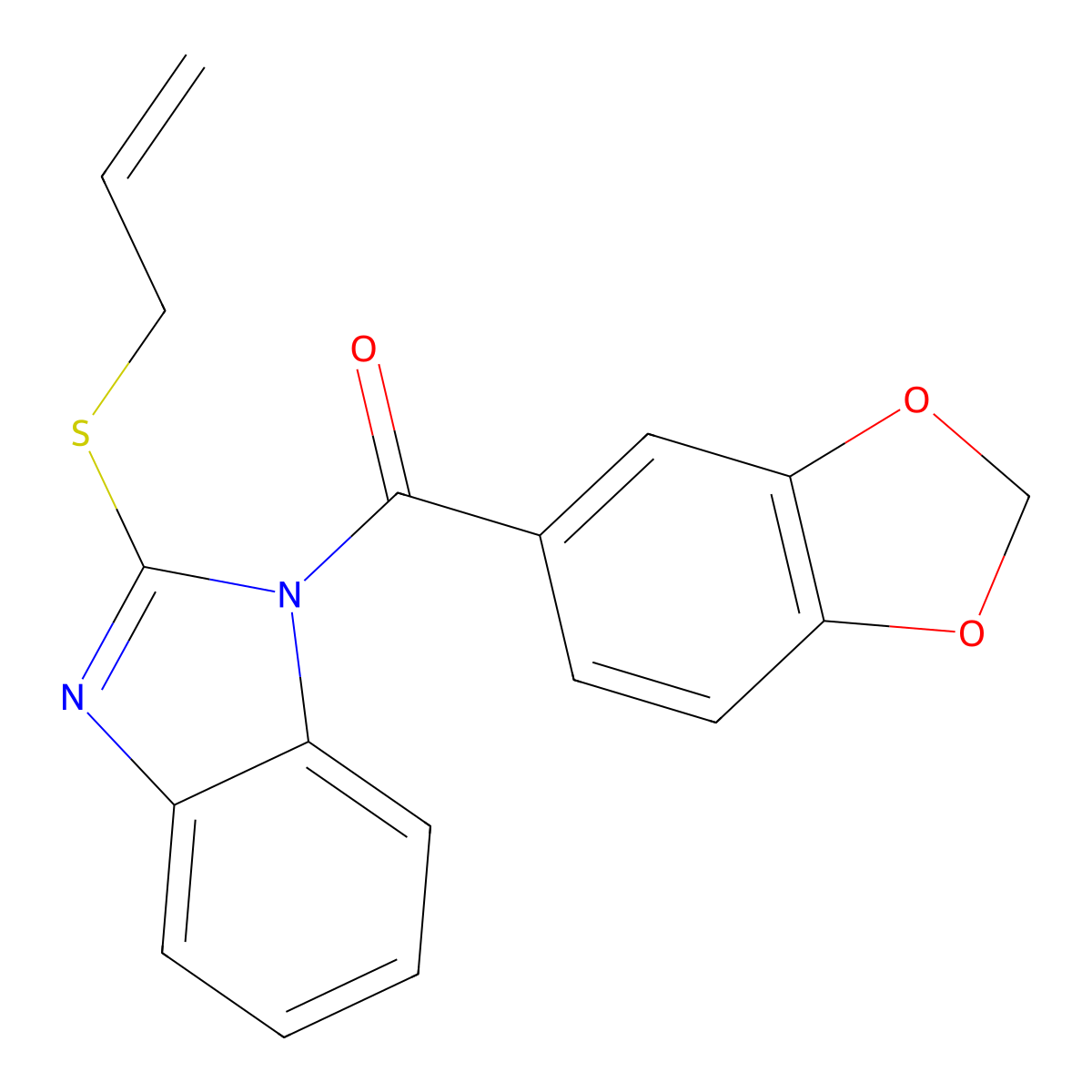 (2-(allylthio)-1H-benzo[d]imidazol-1-yl)(benzo[d][1,3]dioxol-5-yl)methanone molecular structure, CAS 325694-52-8