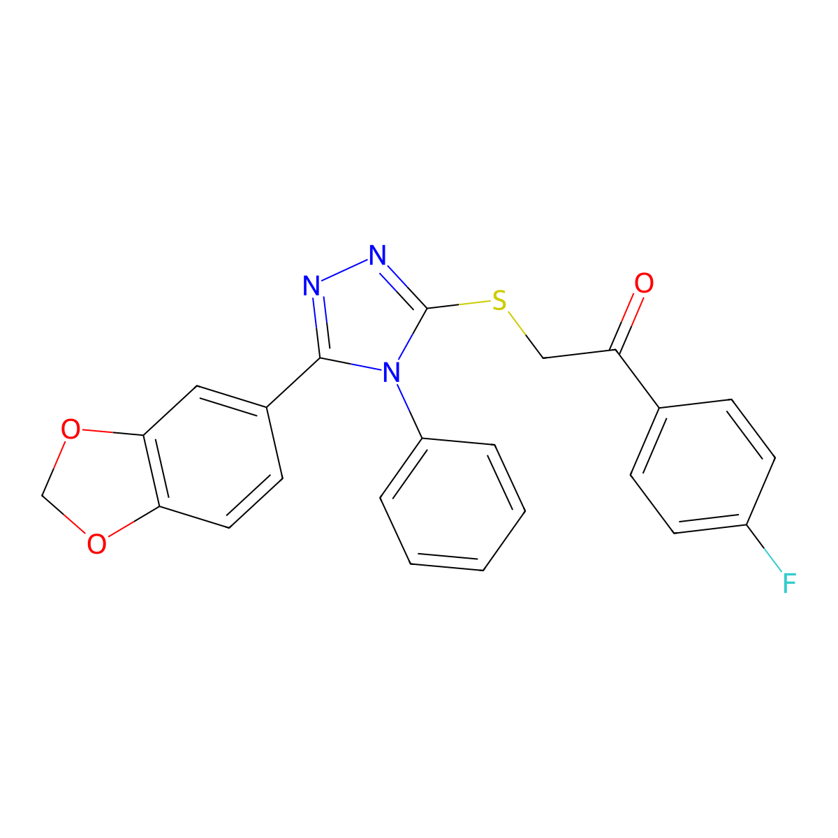 2-[[5-(1,3-Benzodioxol-5-yl)-4-phenyl-1,2,4-triazol-3-yl]sulfanyl]-1-(4-fluorophenyl)ethanone molecular structure, CAS 325694-58-4