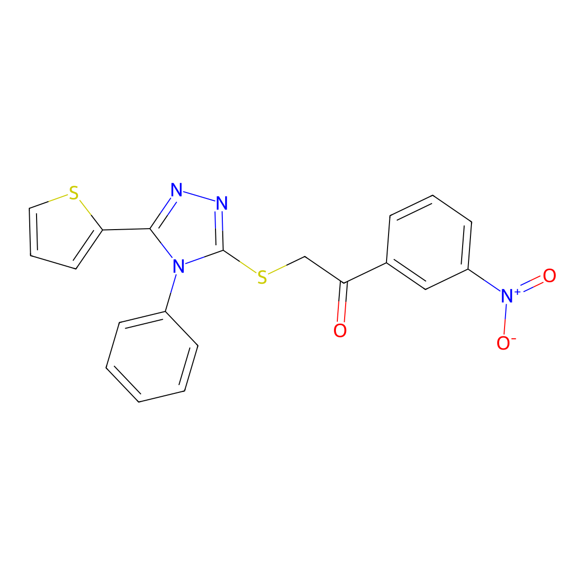 1-(3-Nitrophenyl)-2-[(4-phenyl-5-thiophen-2-yl-1,2,4-triazol-3-yl)sulfanyl]ethanone molecular structure, CAS 325694-59-5
