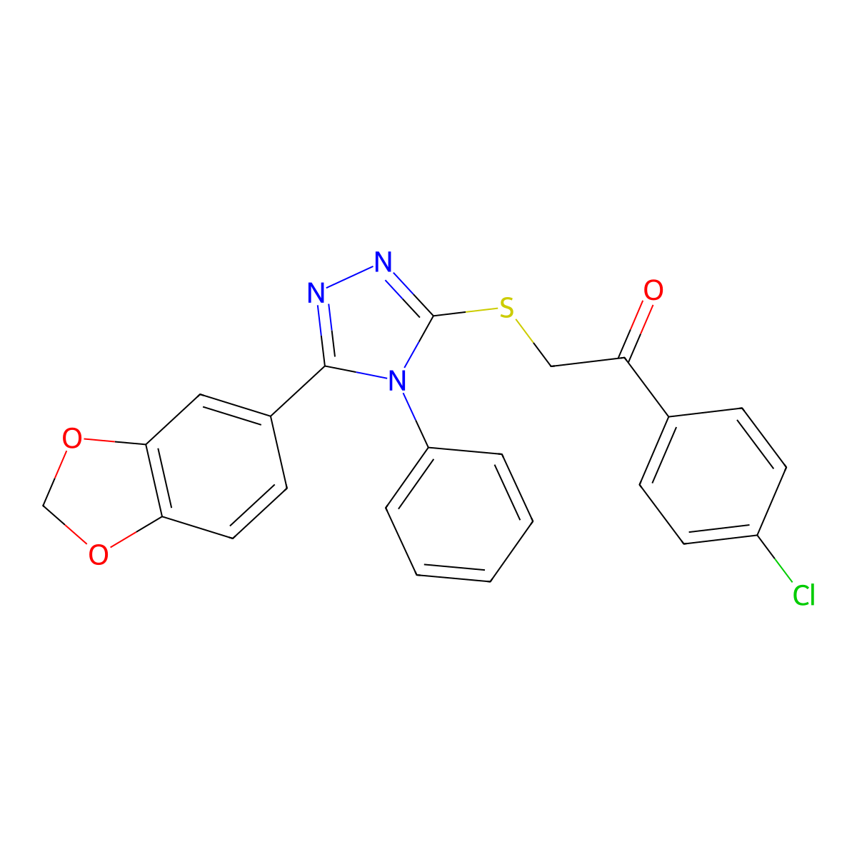 2-{[5-(1,3-benzodioxol-5-yl)-4-phenyl-4H-1,2,4-triazol-3-yl]sulfanyl}-1-(4-chlorophenyl)ethanone molecular structure, CAS 325694-63-1