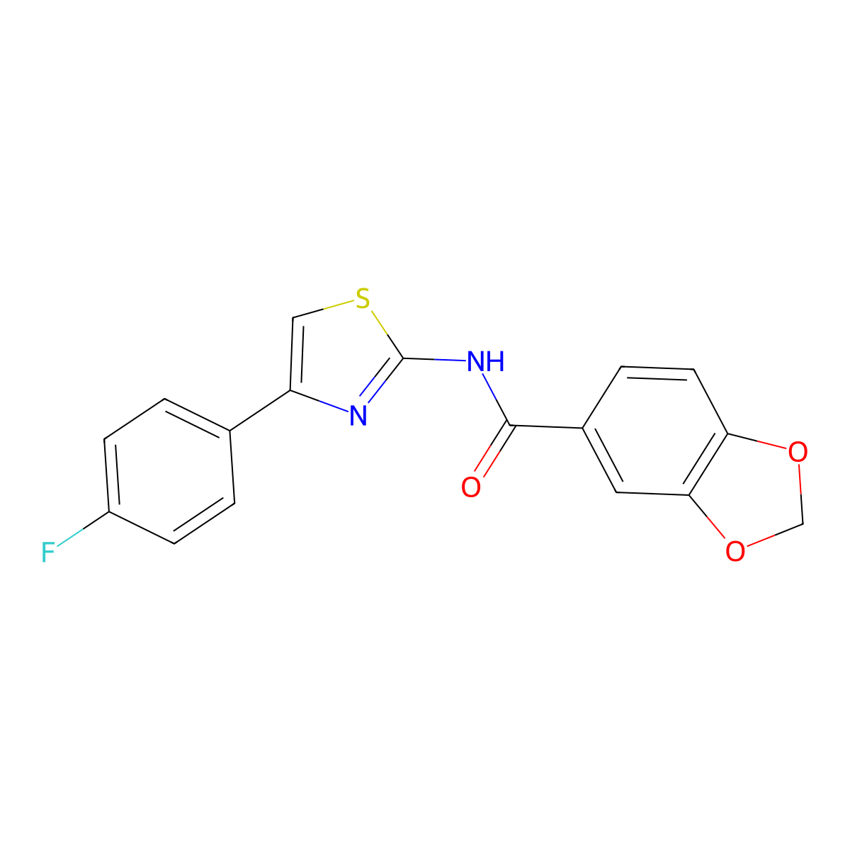 N-[4-(4-fluorophenyl)-1,3-thiazol-2-yl]-1,3-benzodioxole-5-carboxamide molecular structure, CAS 325694-64-2
