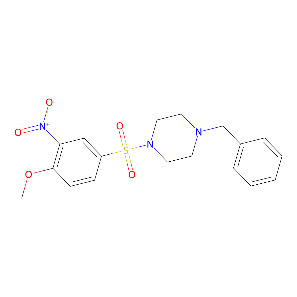 1-Benzyl-4-((4-methoxy-3-nitrophenyl)sulfonyl)piperazine molecular structure, CAS 325694-67-5