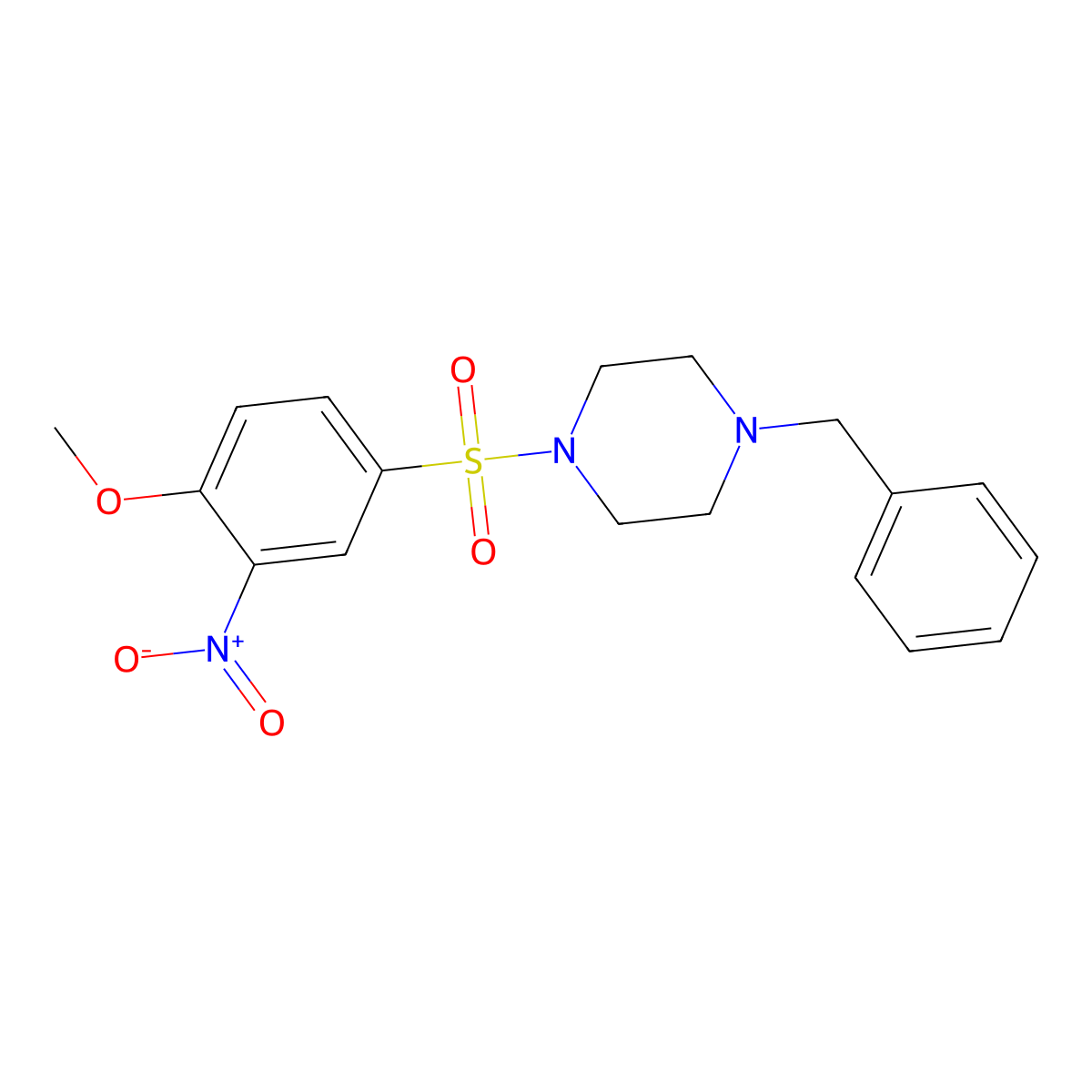 1-Benzyl-4-((4-methoxy-3-nitrophenyl)sulfonyl)piperazine molecular structure, CAS 325694-67-5