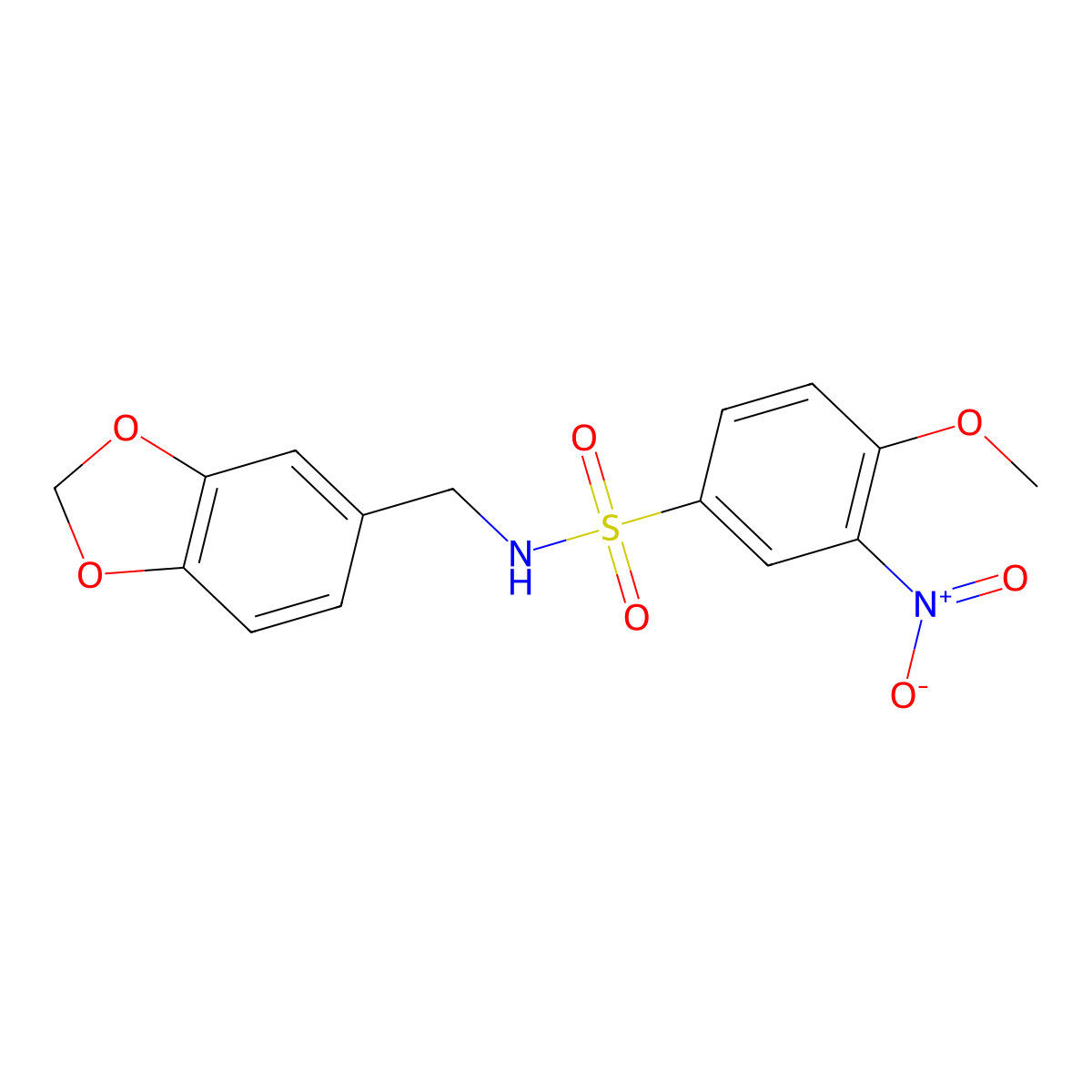 N-(1,3-benzodioxol-5-ylmethyl)-4-methoxy-3-nitrobenzenesulfonamide molecular structure, CAS 325694-70-0