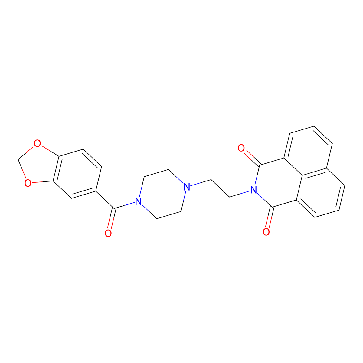 2-{2-[4-(Benzo[1,3]dioxole-5-carbonyl)-piperazin-1-yl]-ethyl}-benzo[de]isoquinoline-1,3-dione molecular structure, CAS 325694-78-8
