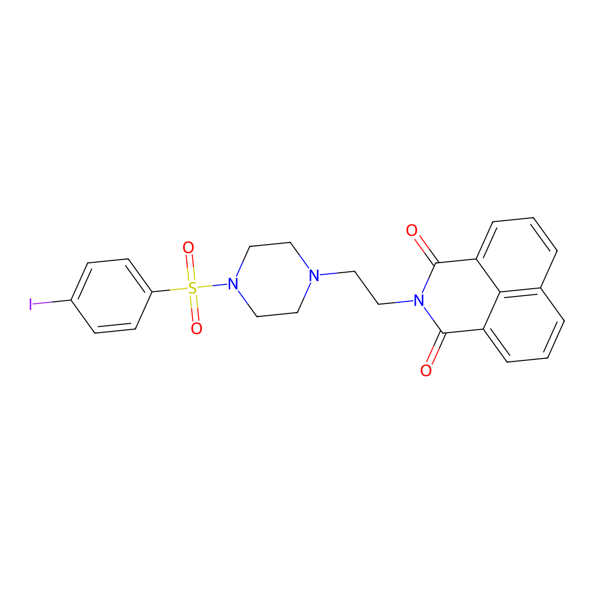 2-(2-(4-((4-iodophenyl)sulfonyl)piperazin-1-yl)ethyl)-1H-benzo[de]isoquinoline-1,3(2H)-dione molecular structure, CAS 325694-81-3