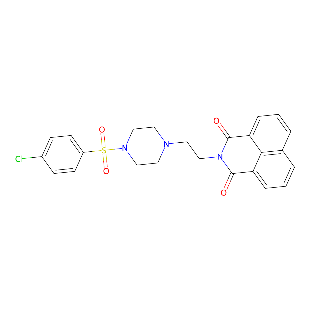2-(2-(4-((4-chlorophenyl)sulfonyl)piperazin-1-yl)ethyl)-1H-benzo[de]isoquinoline-1,3(2H)-dione molecular structure, CAS 325694-89-1