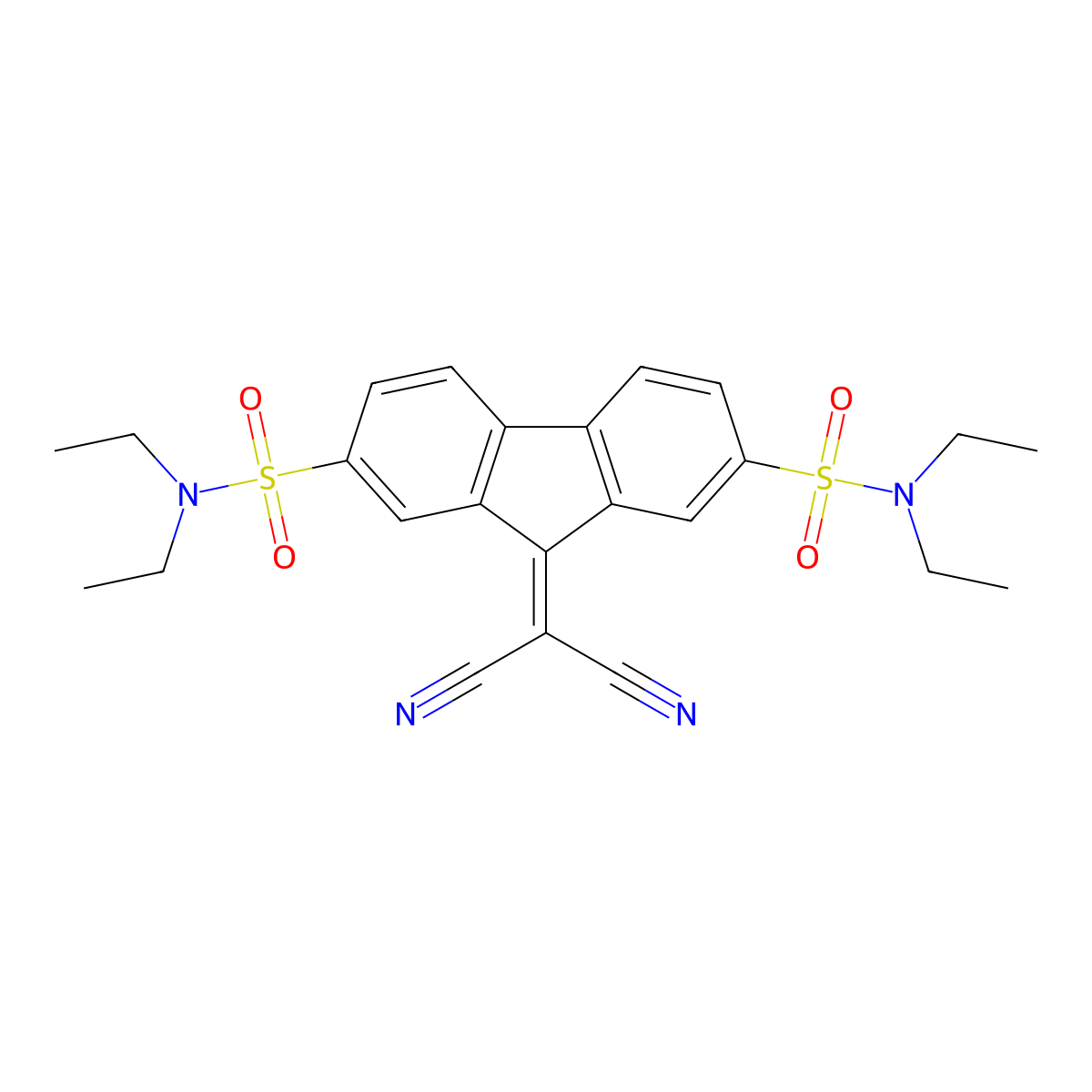 9-(dicyanomethylene)-N~2~,N~2~,N~7~,N~7~-tetraethyl-9H-fluorene-2,7-disulfonamide molecular structure, CAS 325695-10-1