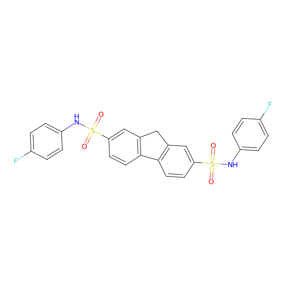 2-N,7-N-bis(4-fluorophenyl)-9H-fluorene-2,7-disulfonamide molecular structure, CAS 325695-18-9