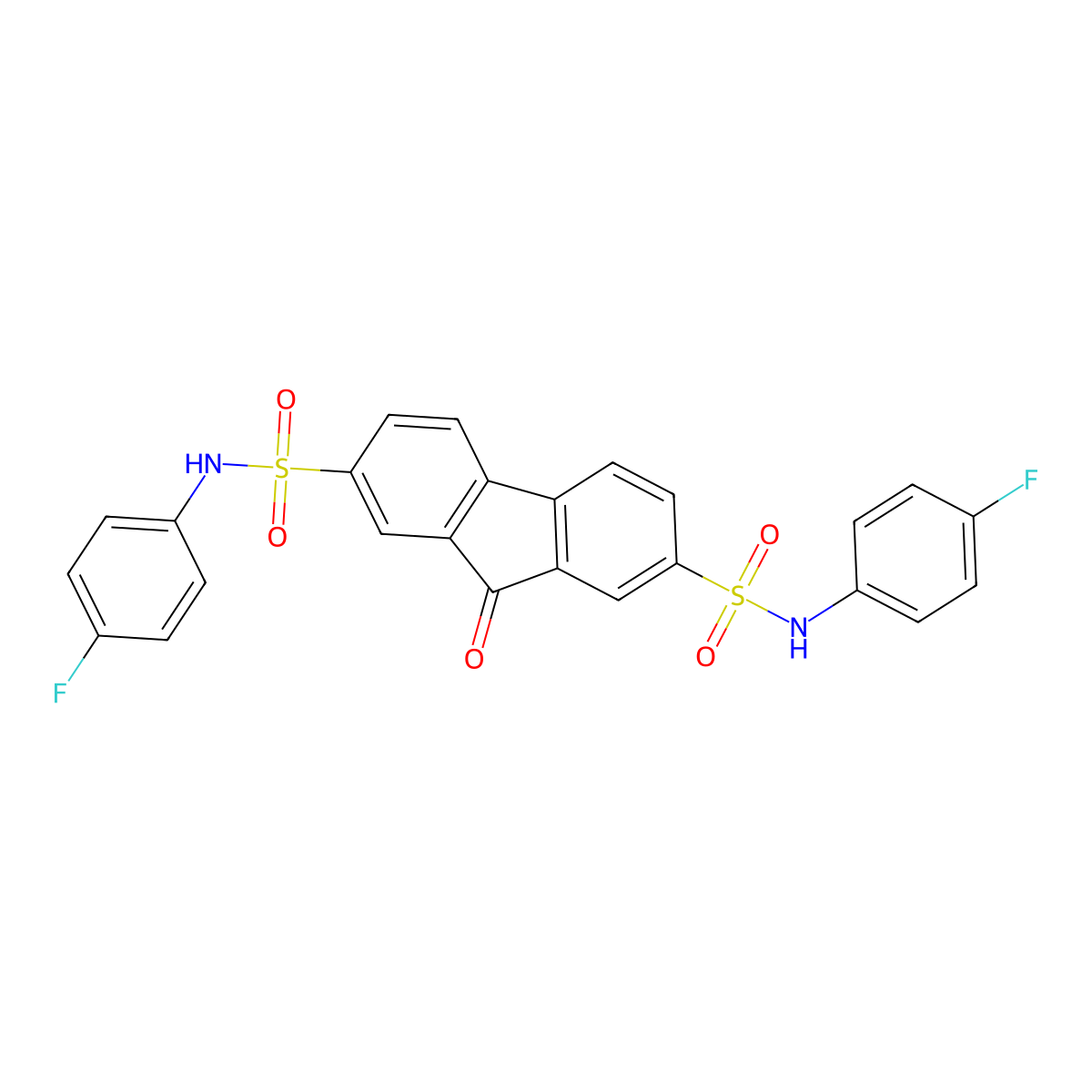 2-N,7-N-bis(4-fluorophenyl)-9-oxofluorene-2,7-disulfonamide molecular structure, CAS 325695-19-0